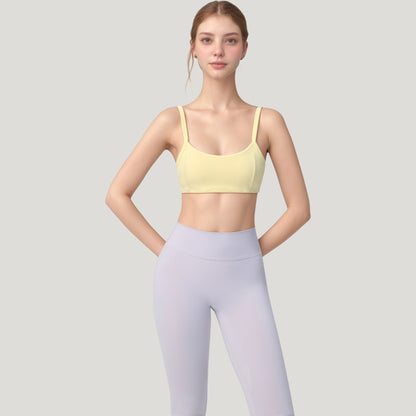 Anna-Kaci Active Women's Square Neck Sports Bra with Wide Fixed Straps and Smooth Seamless Design