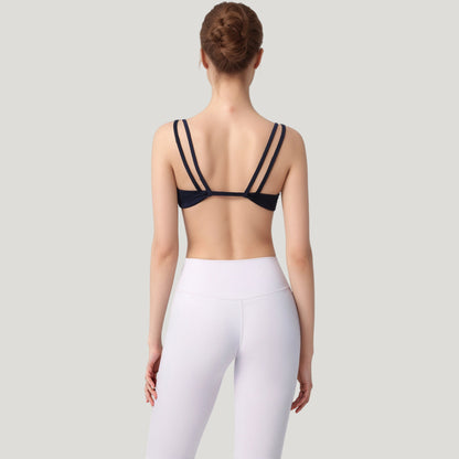 Anna-Kaci Active Women's Scoop Neck Sports Bra with Wide Straps and Seamless Design