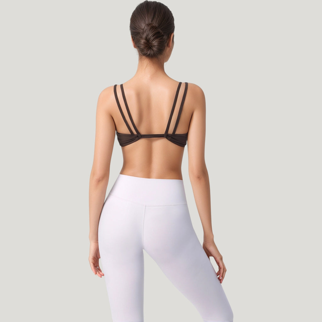 Anna-Kaci Active Women's Scoop Neck Sports Bra with Wide Straps and Seamless Design