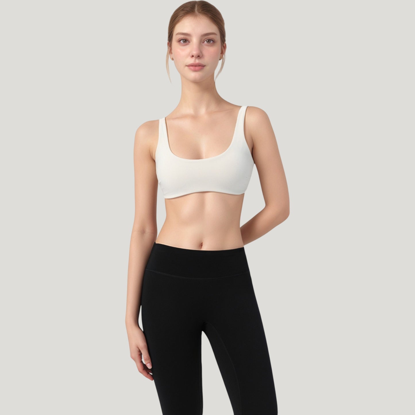 Anna-Kaci Active Women's Scoop Neck Sports Bra with Wide Straps and Seamless Design