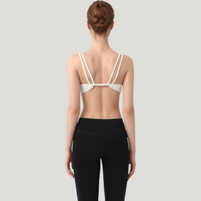 Anna-Kaci Active Women's Scoop Neck Sports Bra with Wide Straps and Seamless Design