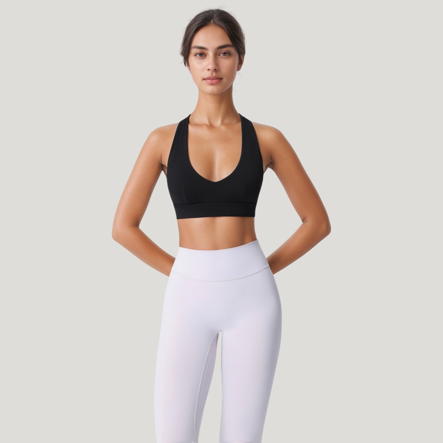 Anna-Kaci Active Women's Low Scoop Neck Sports Bra with Open Back Strap Design and Supportive Elastic Band