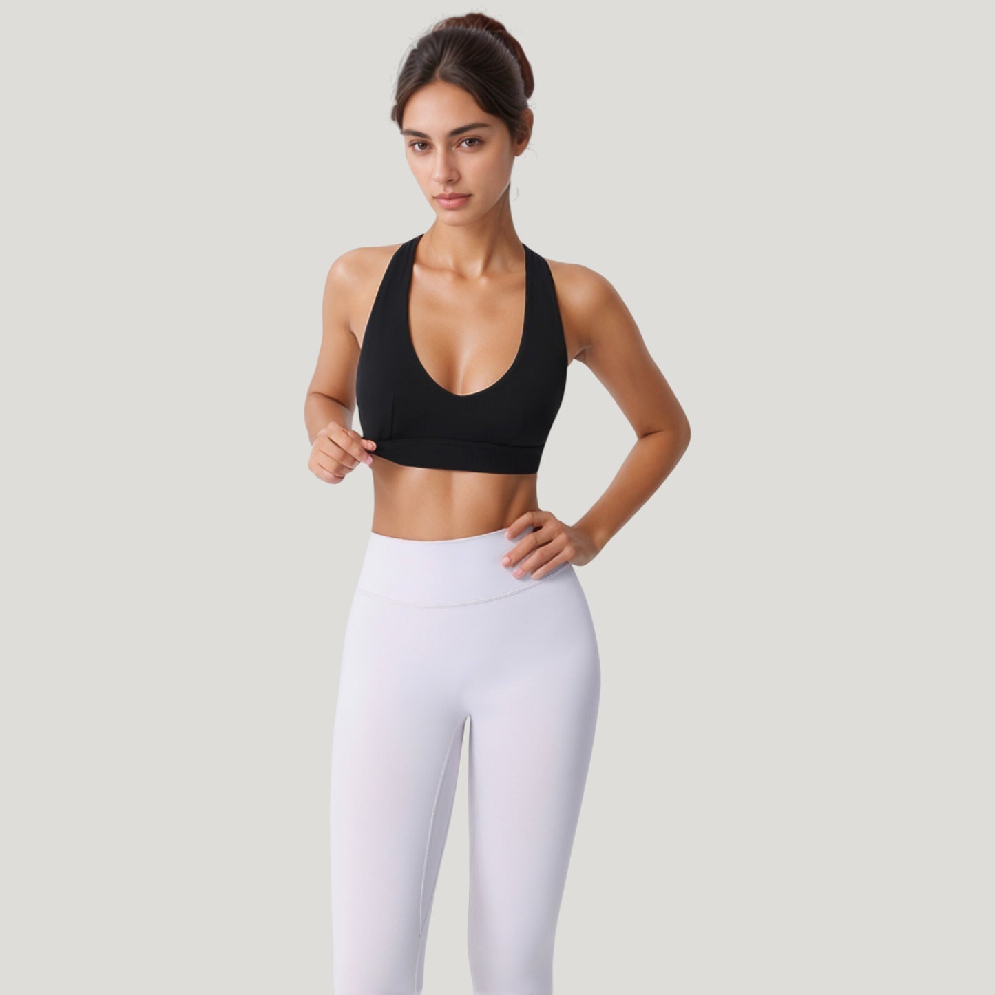 Anna-Kaci Active Women's Low Scoop Neck Sports Bra with Open Back Strap Design and Supportive Elastic Band