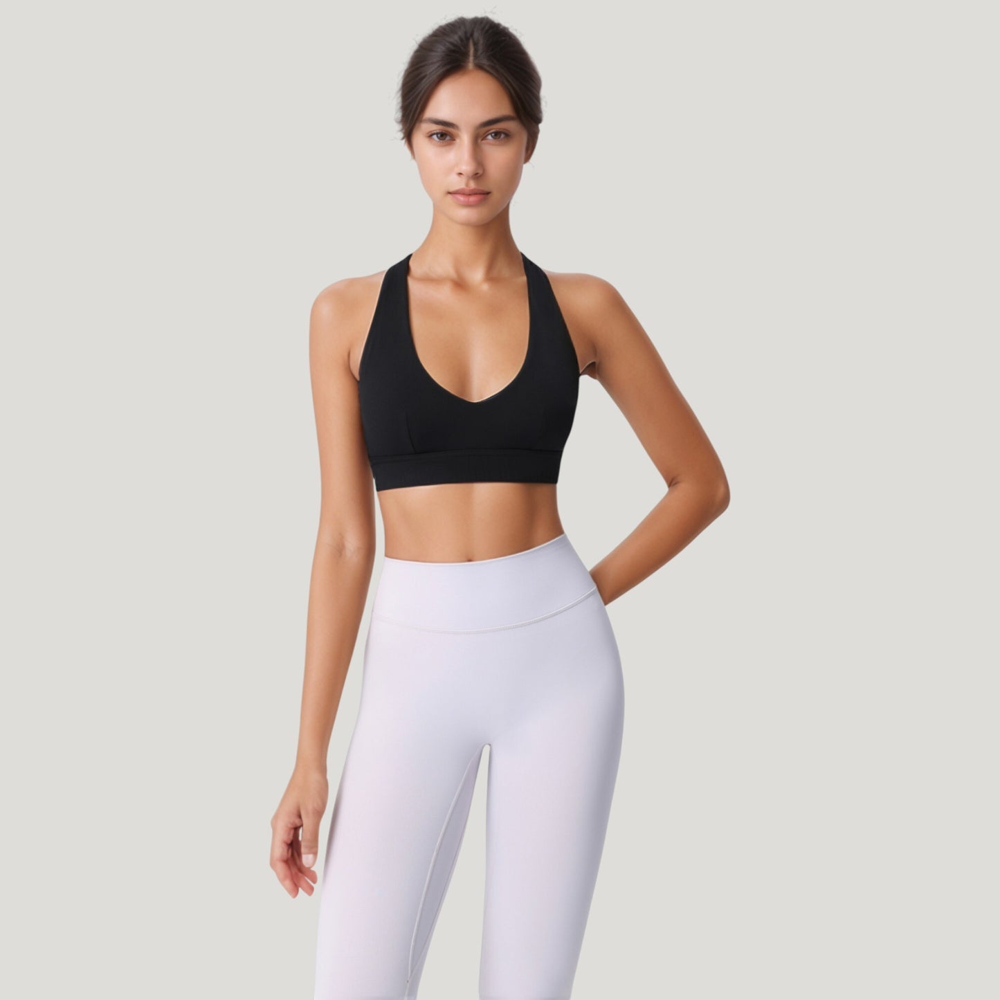 Anna-Kaci Active Women's Low Scoop Neck Sports Bra with Open Back Strap Design and Supportive Elastic Band