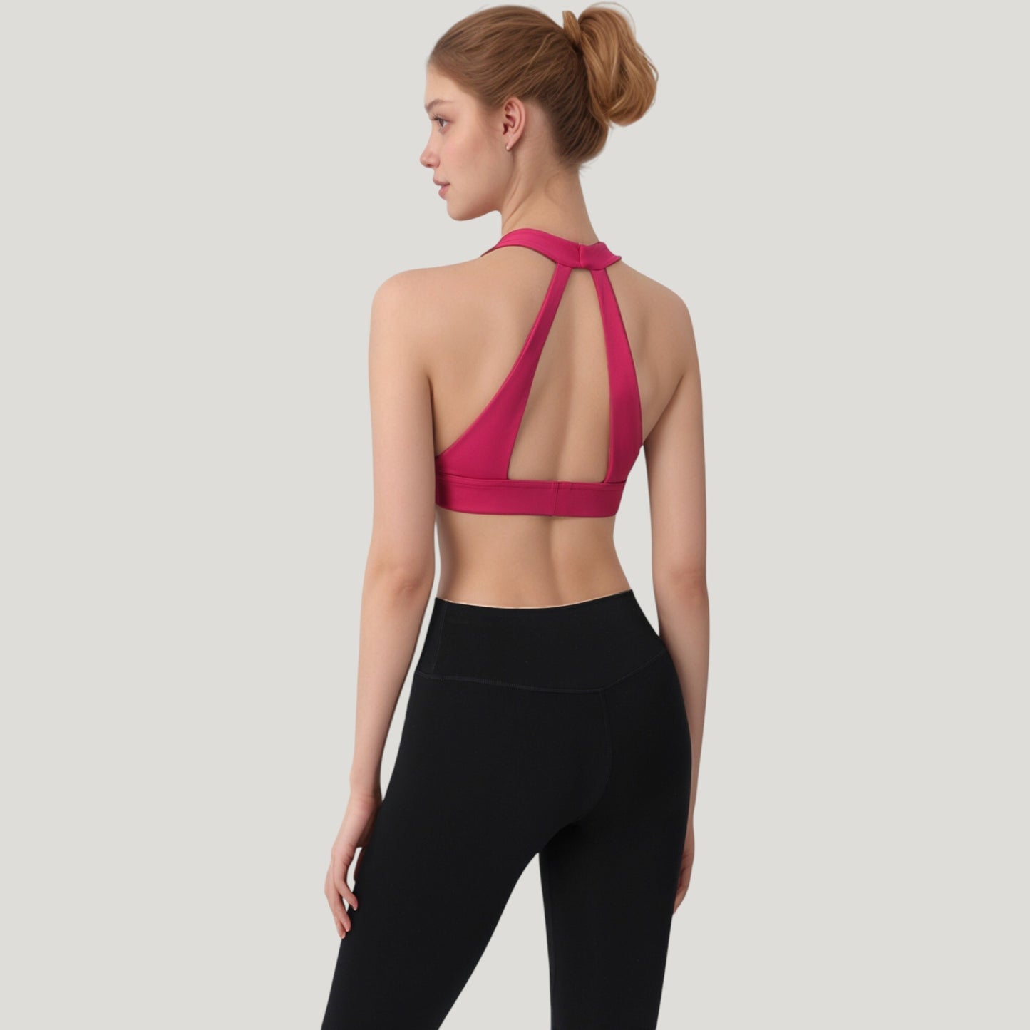 Anna-Kaci Active Women's Low Scoop Neck Sports Bra with Open Back Strap Design and Supportive Elastic Band