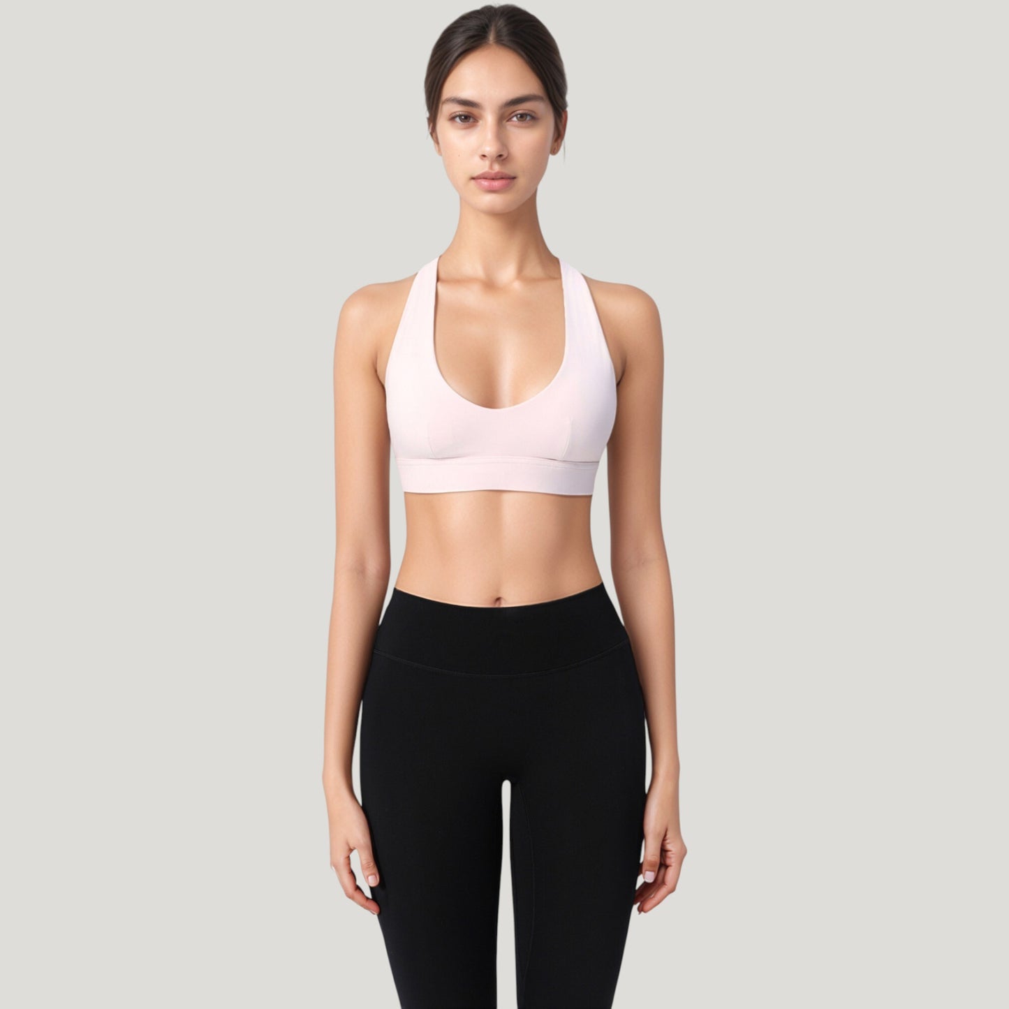 Anna-Kaci Active Women's Low Scoop Neck Sports Bra with Open Back Strap Design and Supportive Elastic Band