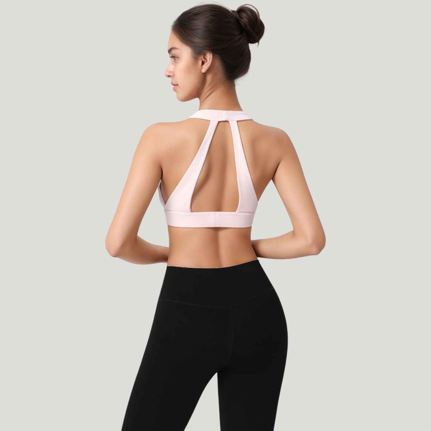 Anna-Kaci Active Women's Low Scoop Neck Sports Bra with Open Back Strap Design and Supportive Elastic Band