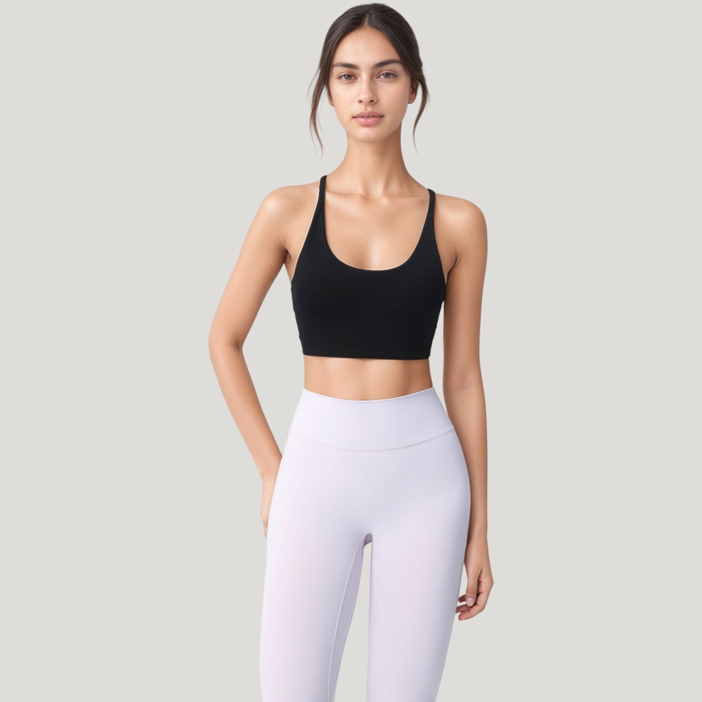 Anna-Kaci Active Women's Strappy Back Sports Bra with Scoop Neck and Crisscross Detailing