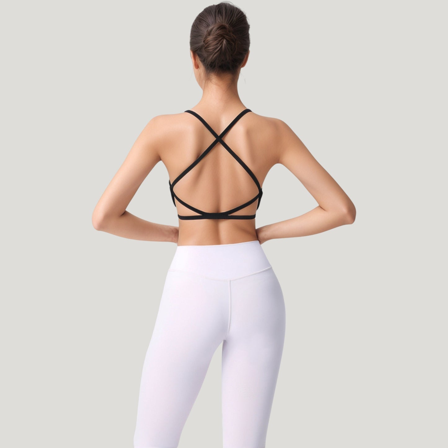 Anna-Kaci Active Women's Strappy Back Sports Bra with Scoop Neck and Crisscross Detailing