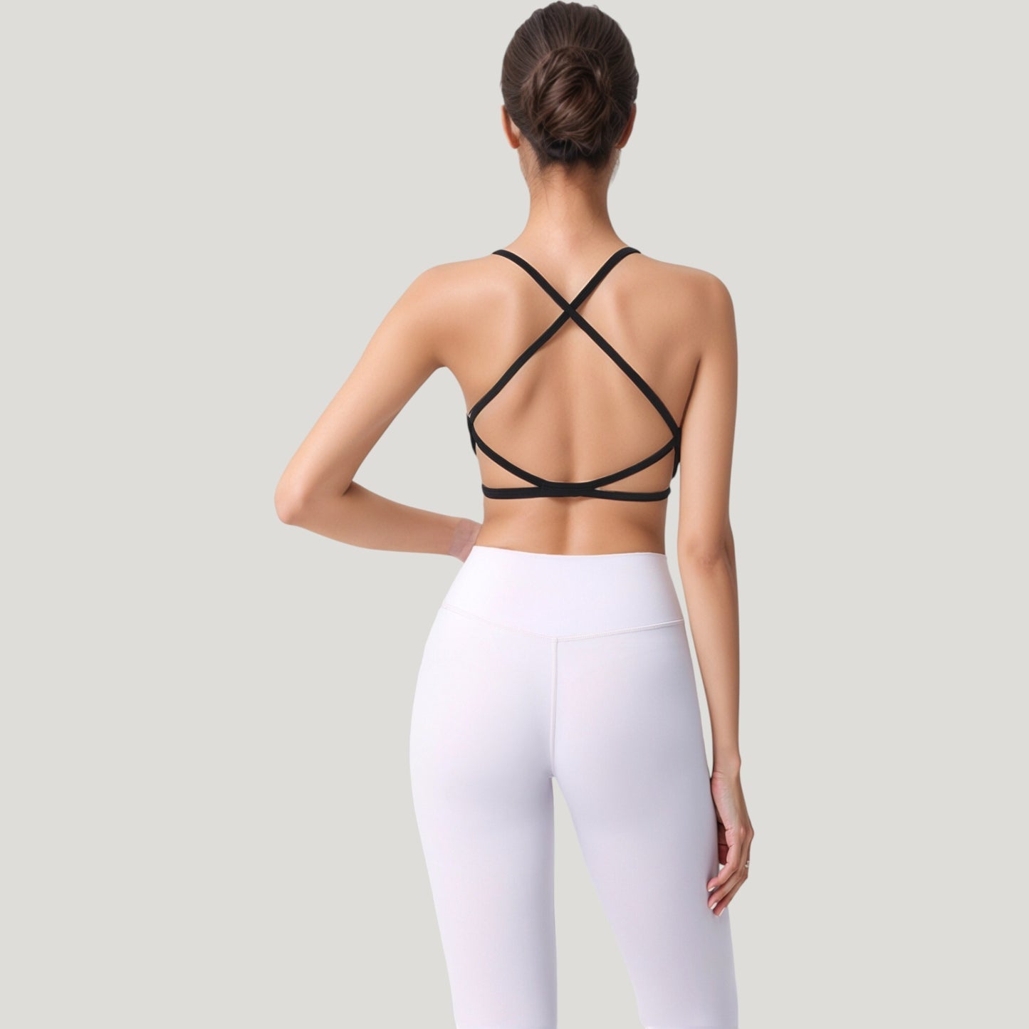 Anna-Kaci Active Women's Strappy Back Sports Bra with Scoop Neck and Crisscross Detailing
