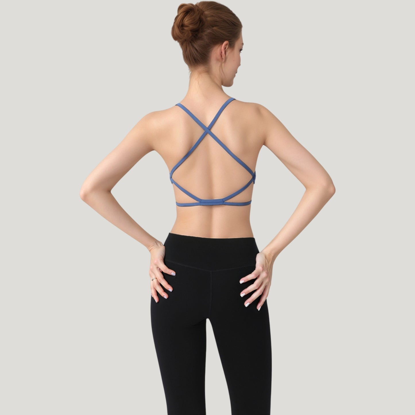 Anna-Kaci Active Women's Strappy Back Sports Bra with Scoop Neck and Crisscross Detailing