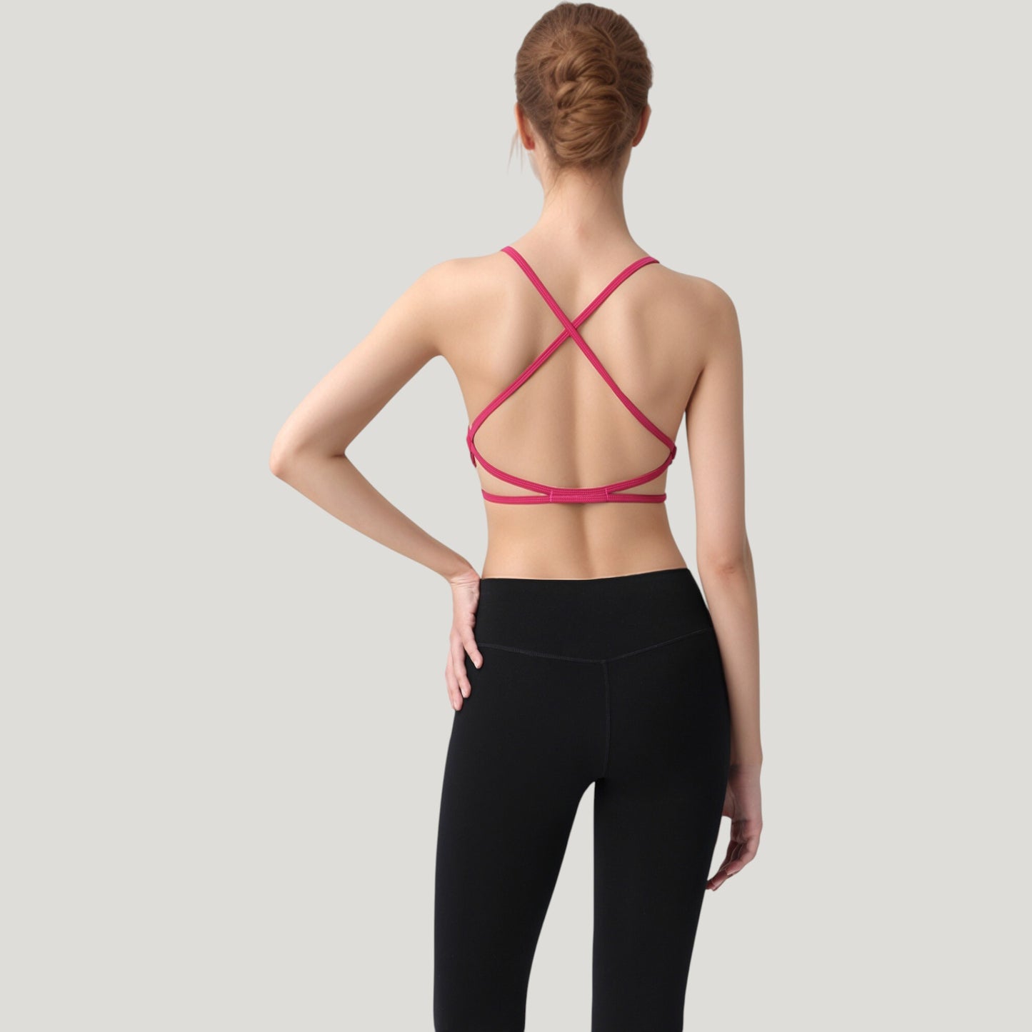 Anna-Kaci Active Women's Strappy Back Sports Bra with Scoop Neck and Crisscross Detailing