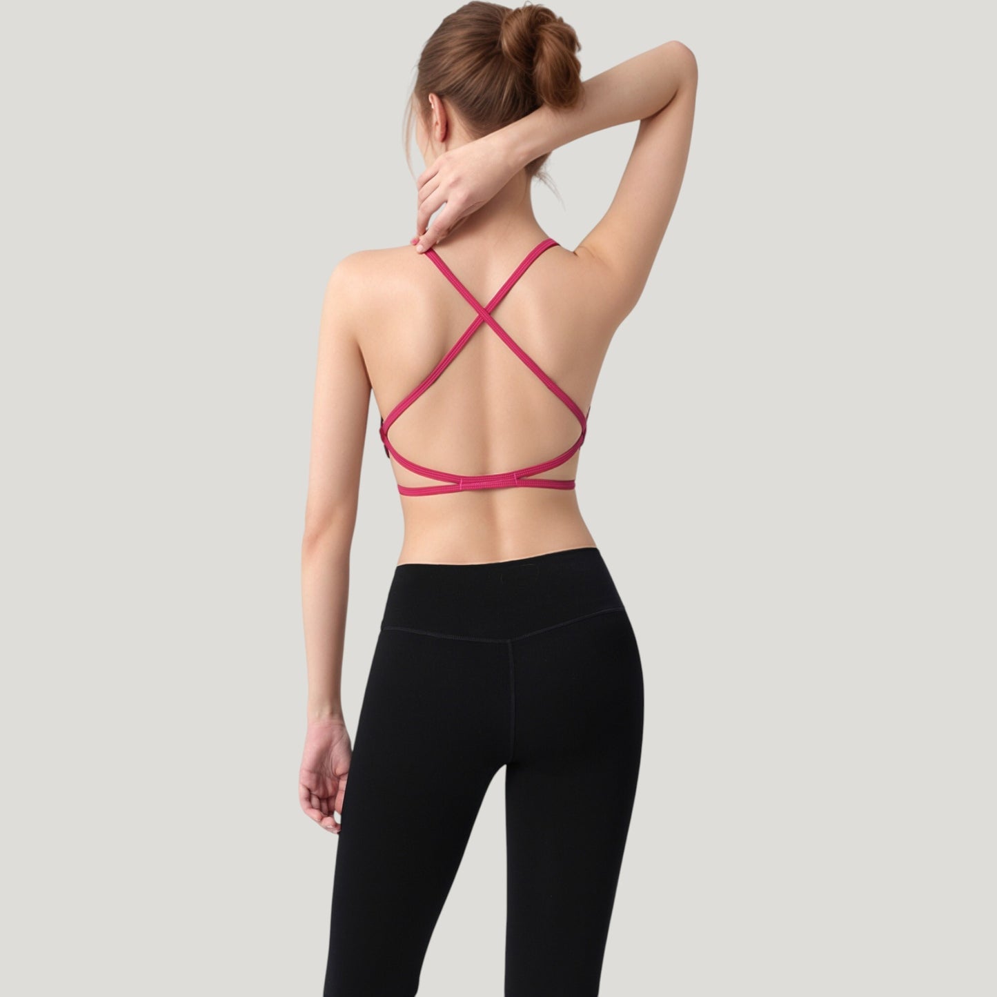 Anna-Kaci Active Women's Strappy Back Sports Bra with Scoop Neck and Crisscross Detailing