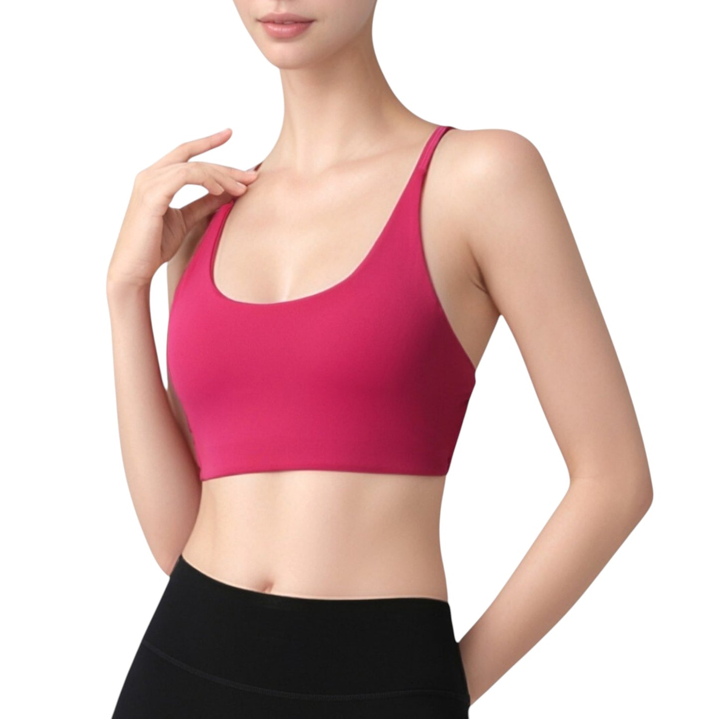 Anna-Kaci Active Women's Strappy Back Sports Bra with Scoop Neck and Crisscross Detailing