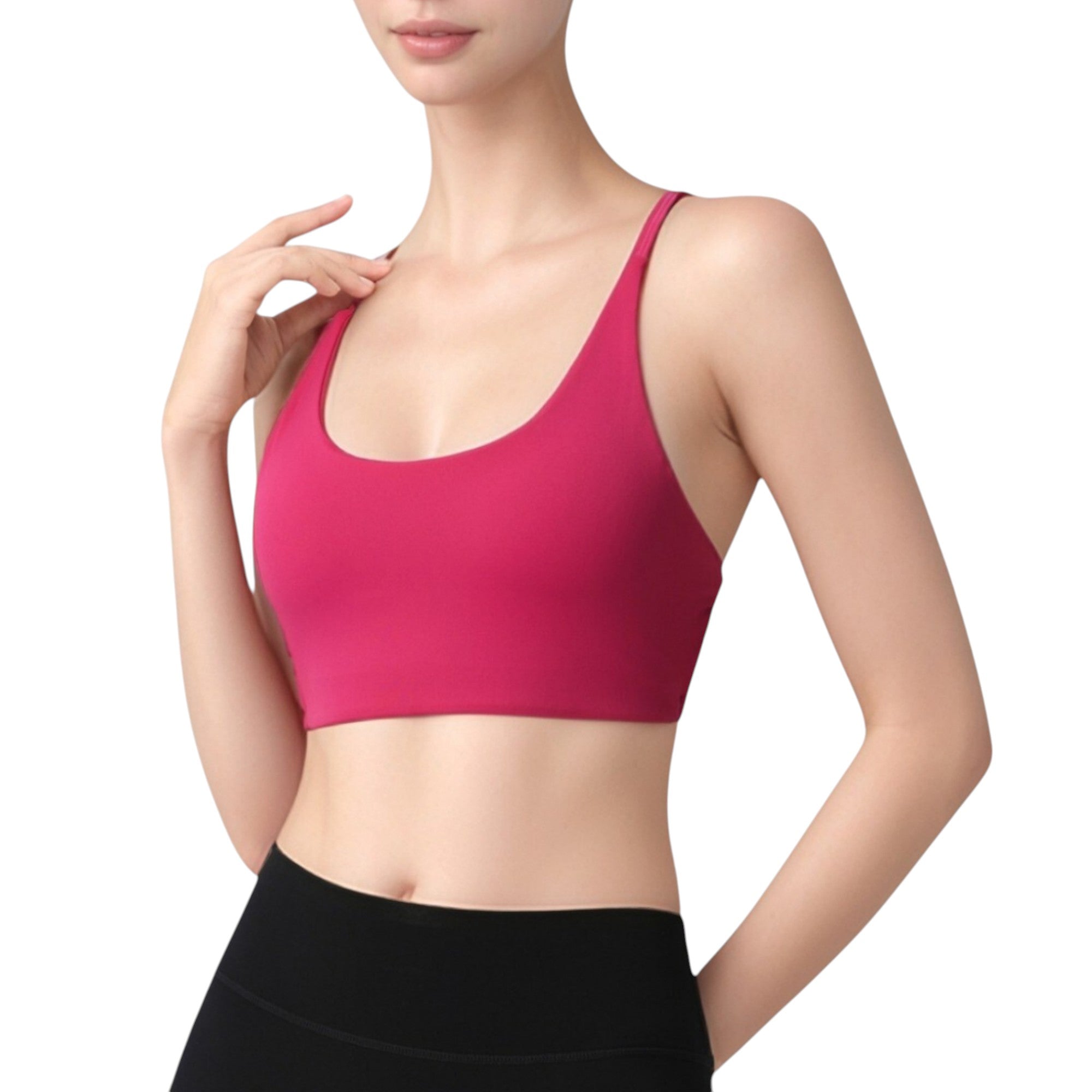 Anna-Kaci Active Women's Strappy Back Sports Bra with Scoop Neck and Crisscross Detailing