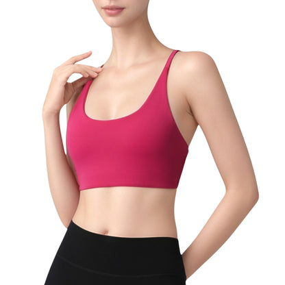 Anna-Kaci Active Women's Strappy Back Sports Bra with Scoop Neck and Crisscross Detailing