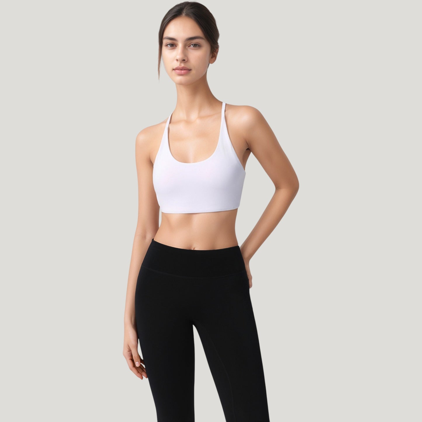 Anna-Kaci Active Women's Strappy Back Sports Bra with Scoop Neck and Crisscross Detailing