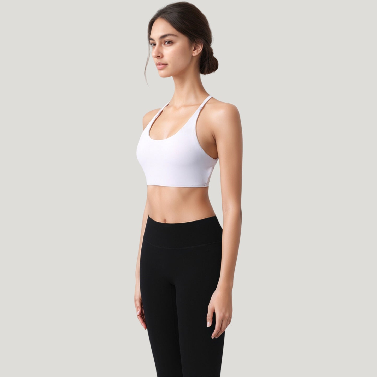 Anna-Kaci Active Women's Strappy Back Sports Bra with Scoop Neck and Crisscross Detailing