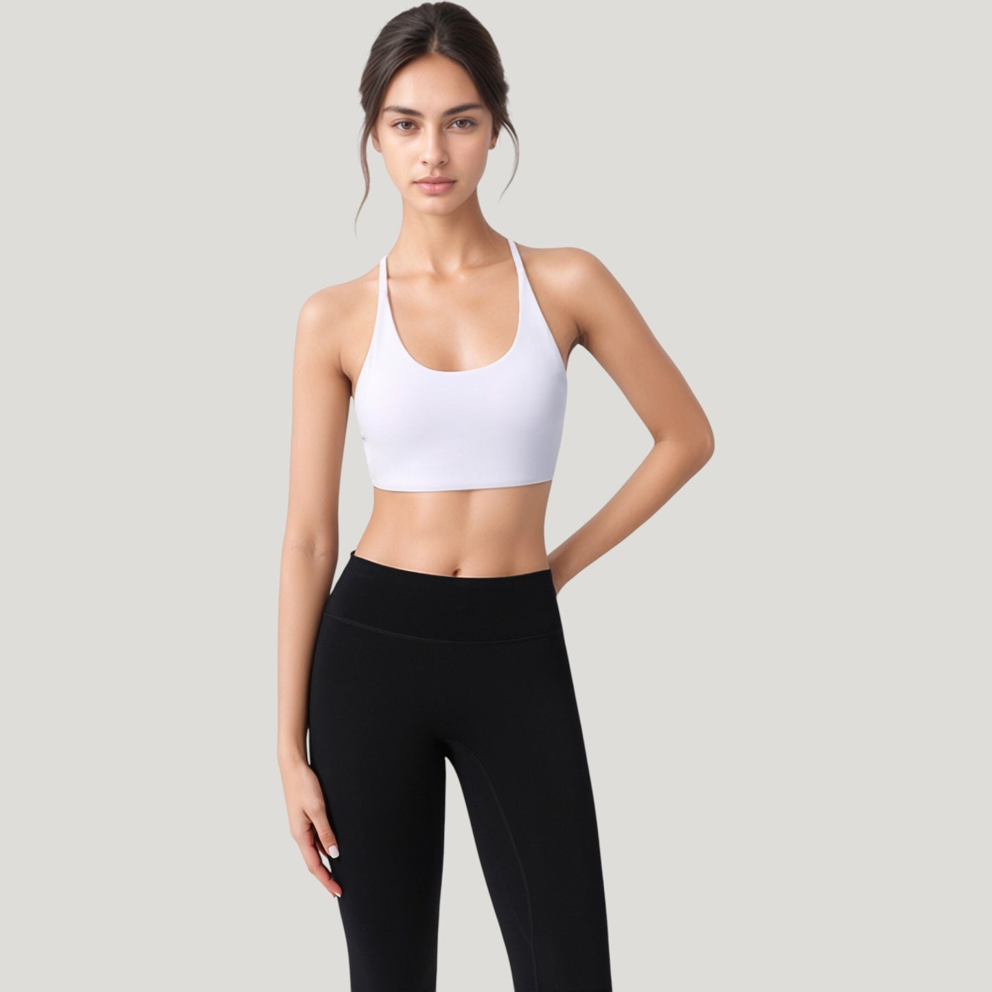 Anna-Kaci Active Women's Strappy Back Sports Bra with Scoop Neck and Crisscross Detailing