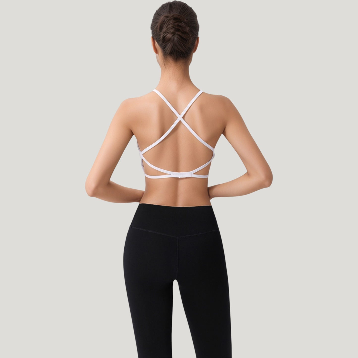 Anna-Kaci Active Women's Strappy Back Sports Bra with Scoop Neck and Crisscross Detailing