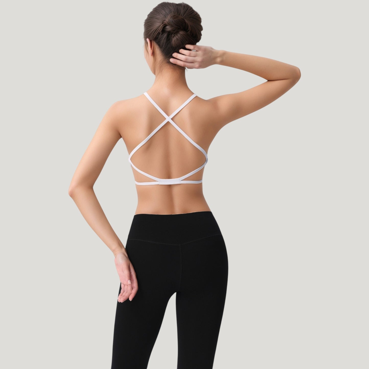Anna-Kaci Active Women's Strappy Back Sports Bra with Scoop Neck and Crisscross Detailing