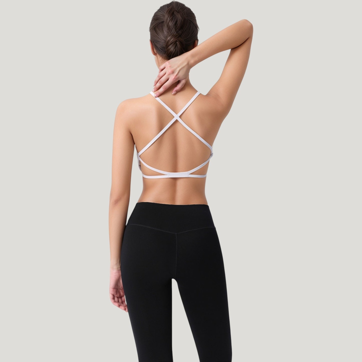 Anna-Kaci Active Women's Strappy Back Sports Bra with Scoop Neck and Crisscross Detailing