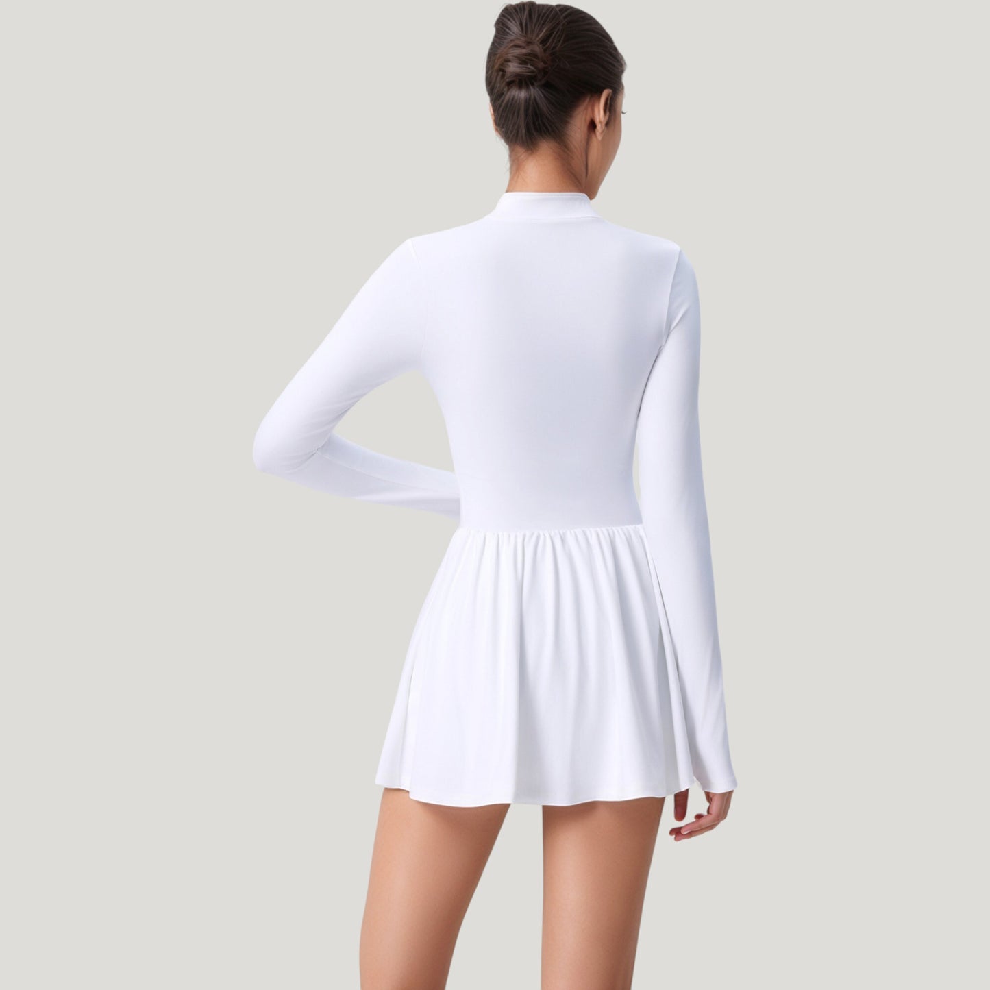 Anna-Kaci Active Women's Long Sleeve Athletic Dress with Front Zip and Flowy Skirt