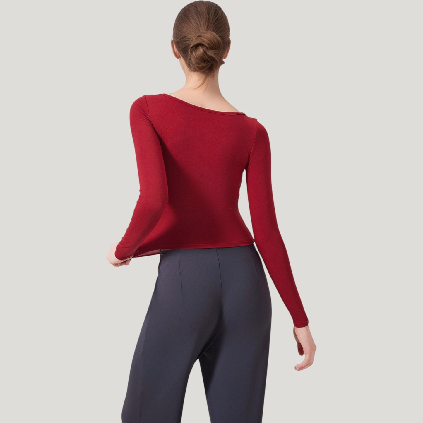 Anna-Kaci Active Women's Long Sleeve Henley Activewear Top with Scoop Neckline and Streamlined Fitted Silhouette