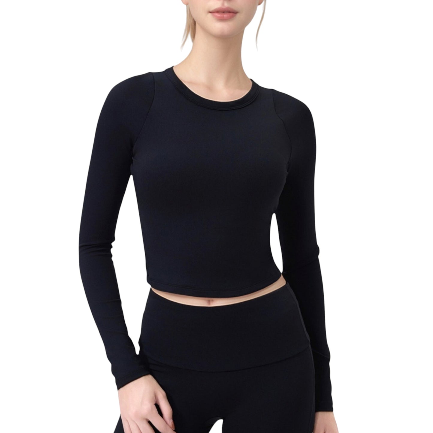 Anna-Kaci Active Women's Long Sleeve Cropped Sports Top with Open Back and Crisscross Strap Detail