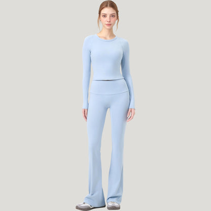 Anna-Kaci Active Women's Long Sleeve Cropped Sports Top with Open Back and Crisscross Strap Detail