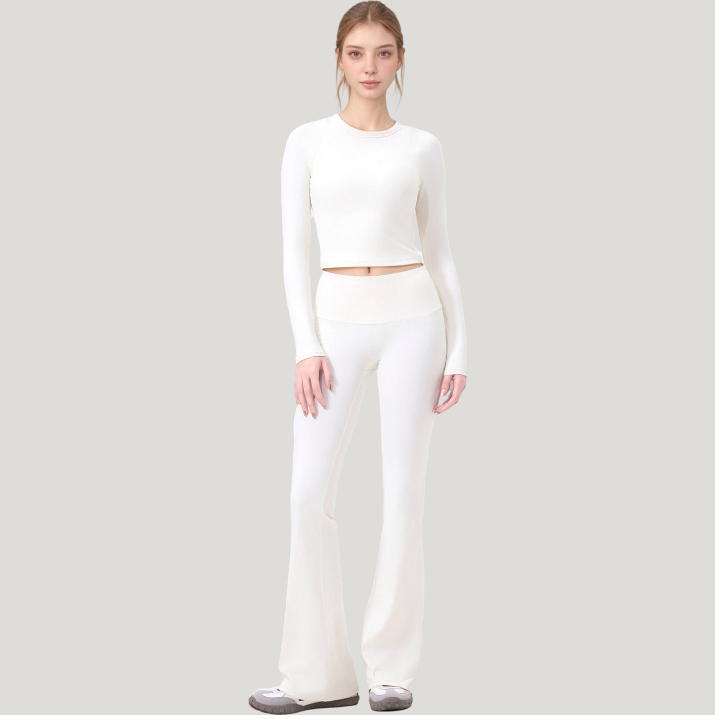 Anna-Kaci Active Women's Long Sleeve Cropped Sports Top with Open Back and Crisscross Strap Detail
