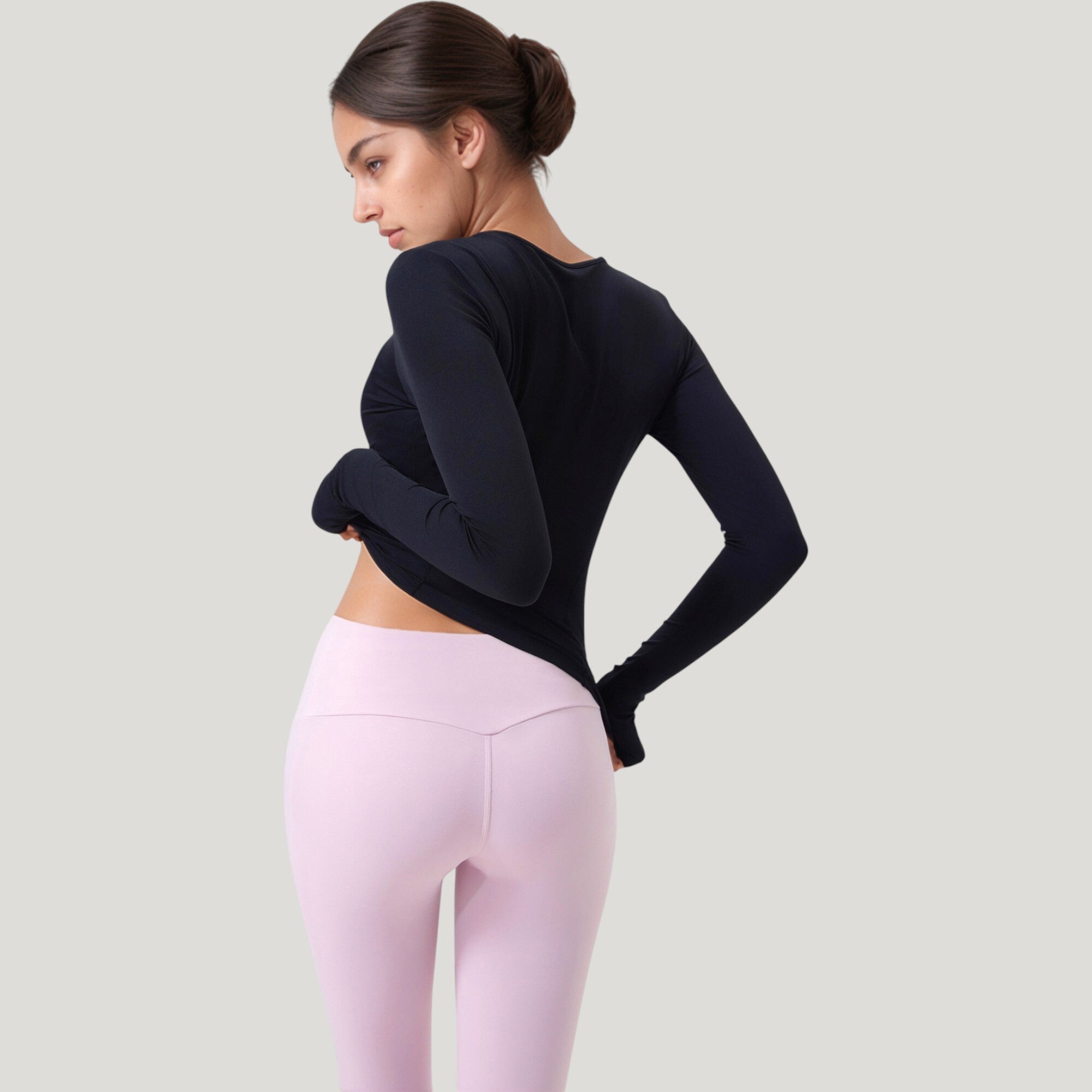 Anna-Kaci Active Women's Long Sleeve Fitted Activewear Top with Crew Neck and Thumbhole Cuffs