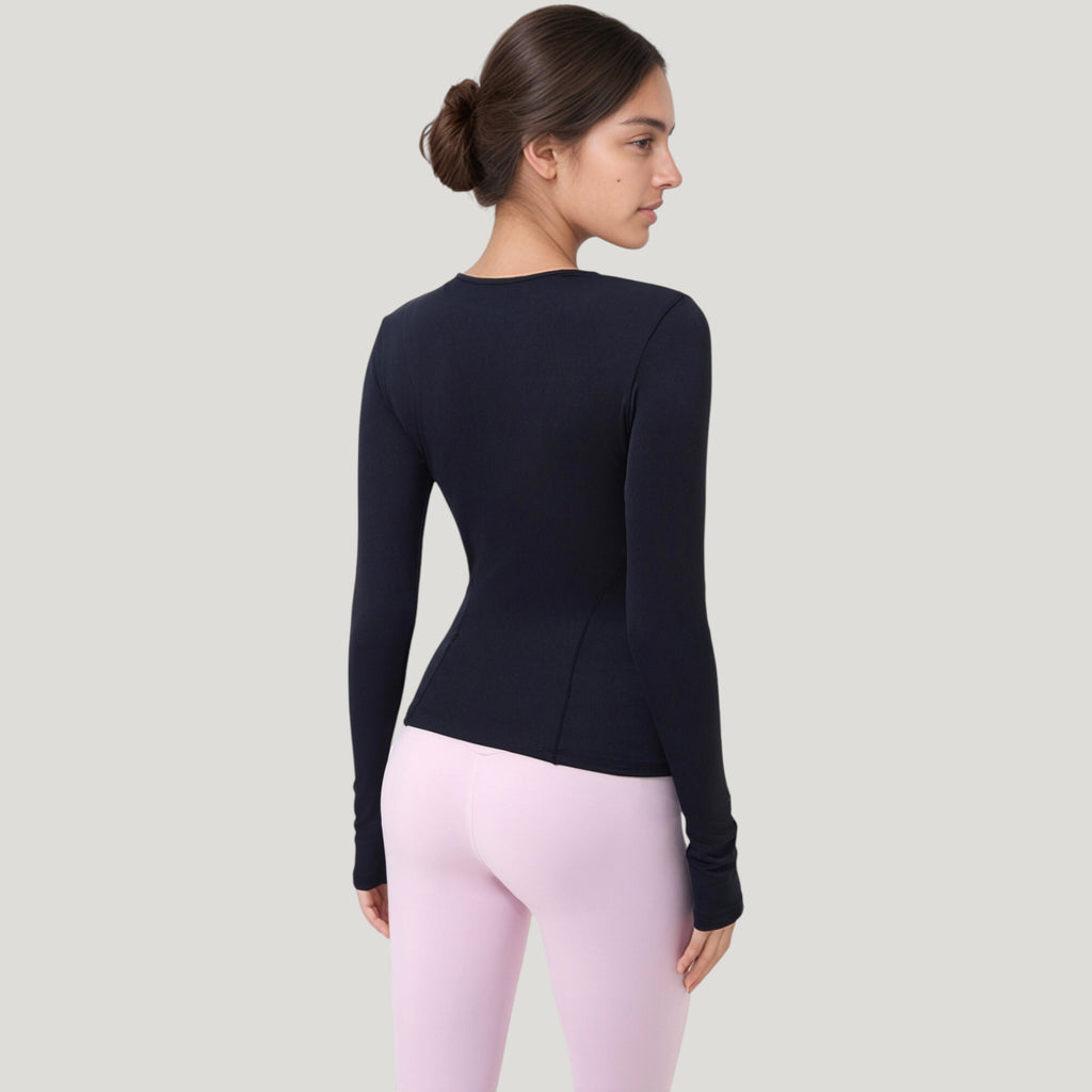Anna-Kaci Active Women's Long Sleeve Fitted Activewear Top with Crew Neck and Thumbhole Cuffs