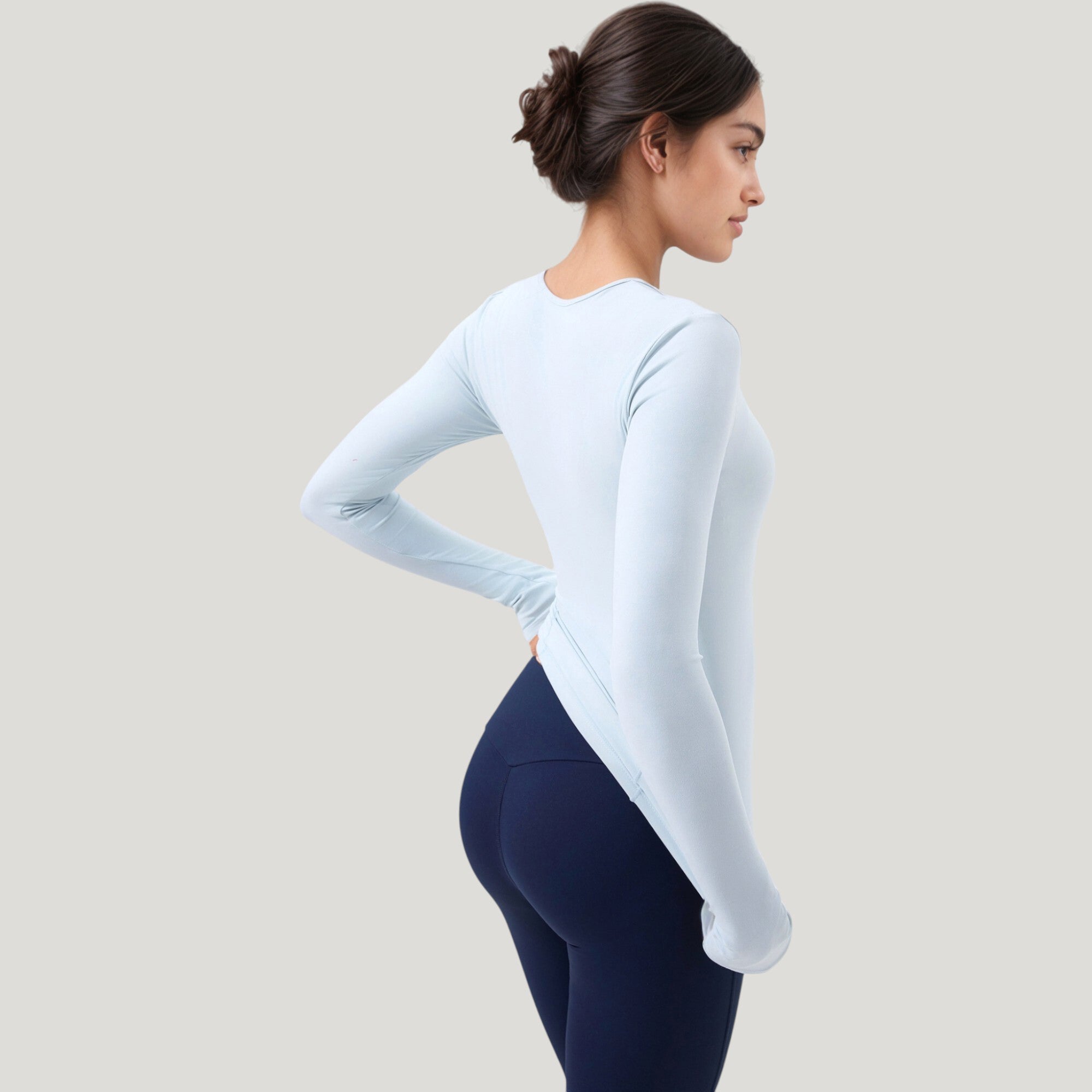 Anna-Kaci Active Women's Long Sleeve Fitted Activewear Top with Crew Neck and Thumbhole Cuffs