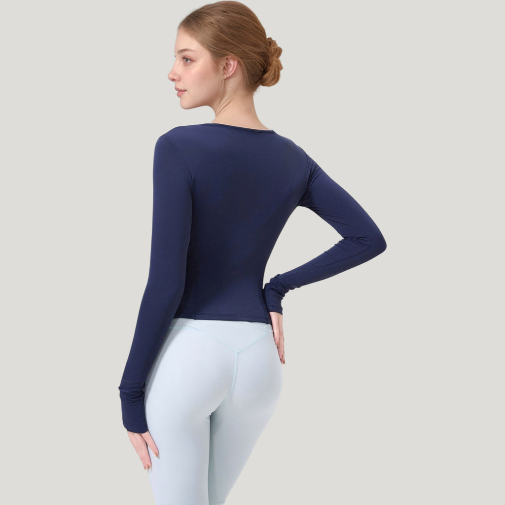 Anna-Kaci Active Women's Long Sleeve Fitted Activewear Top with Crew Neck and Thumbhole Cuffs