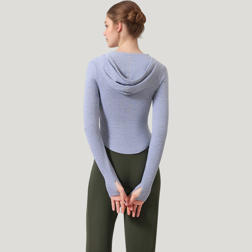 Anna-Kaci Active Women's Long Sleeve Henley Hoodie Activewear Top with Streamlined Fit and Lightweight Stretch Fabric