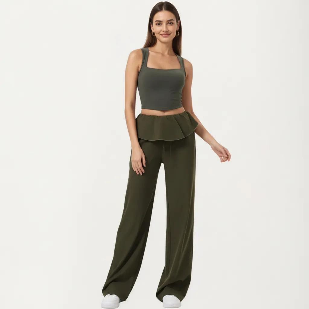 Anna-Kaci Active Women's Square Neck Cropped Active Tank Top with Wide Straps and Fitted Stretch Design