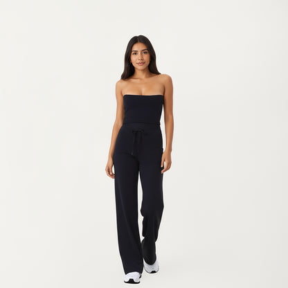 Anna-Kaci Active Women's High Waist Wide Leg Pants with Drawstring Tie and Soft Stretch Fabric