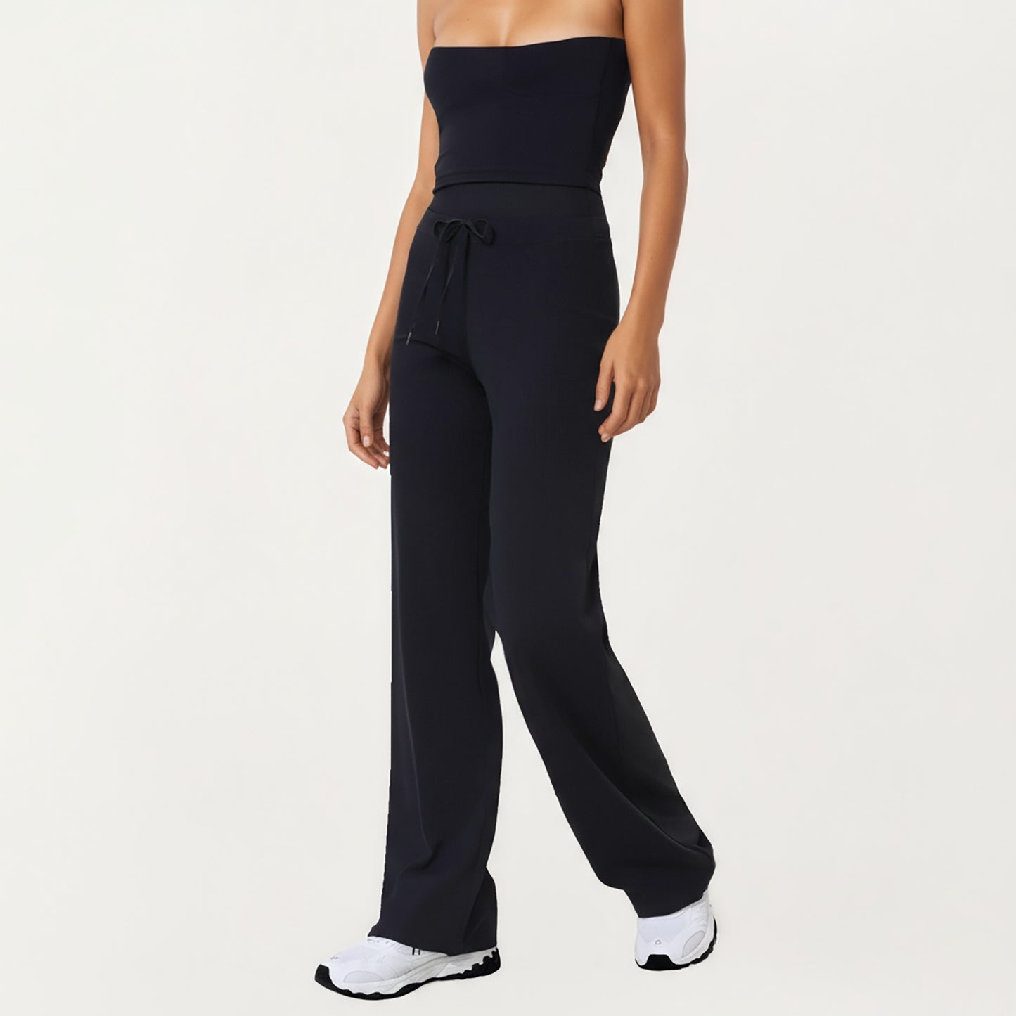 Anna-Kaci Active Women's High Waist Wide Leg Pants with Drawstring Tie and Soft Stretch Fabric