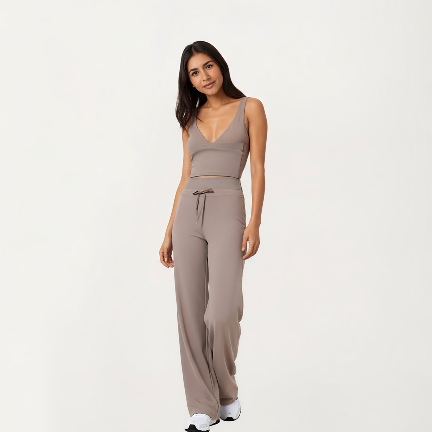 Anna-Kaci Active Women's High Waist Wide Leg Pants with Drawstring Tie and Soft Stretch Fabric