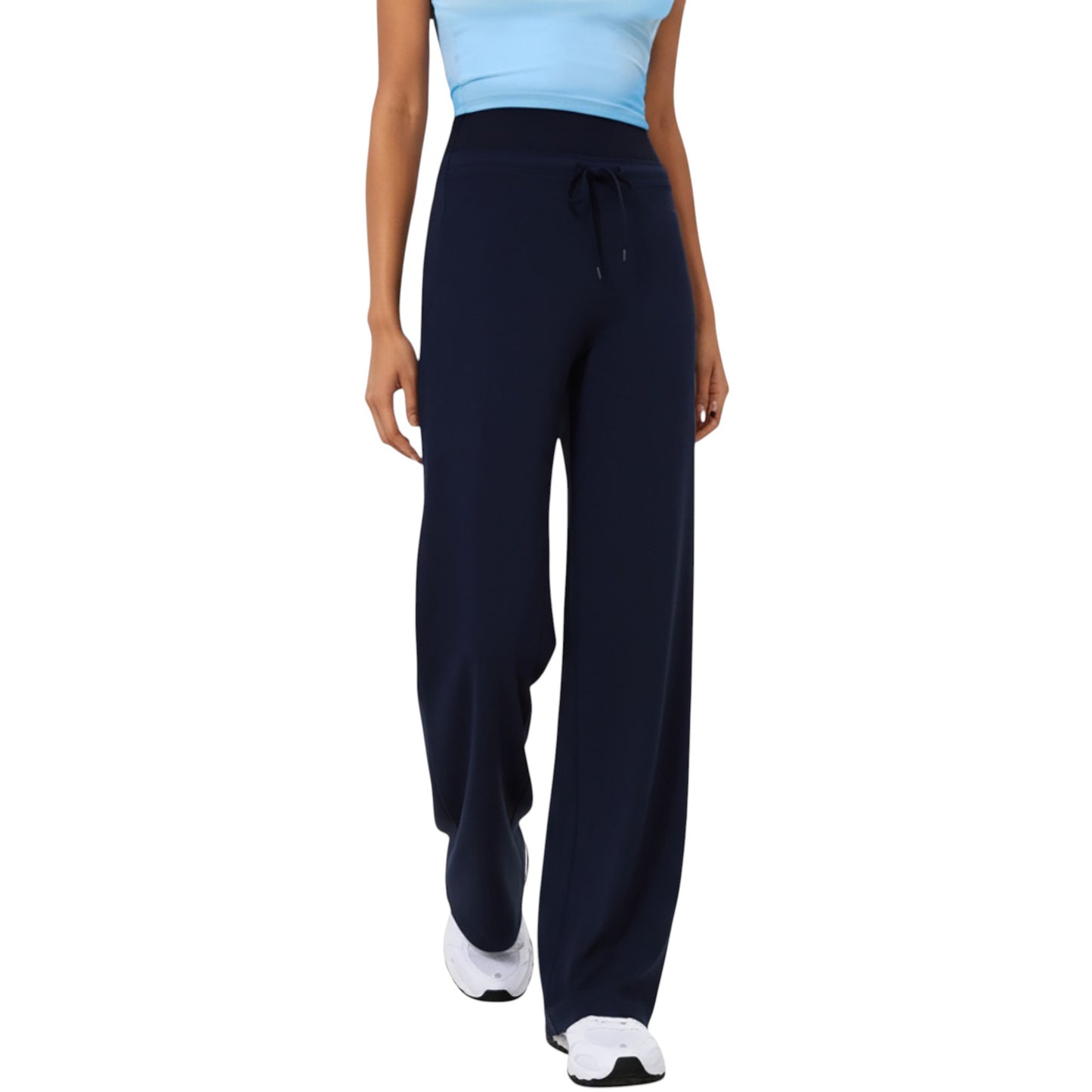 Anna-Kaci Active Women's High Waist Wide Leg Pants with Drawstring Tie and Soft Stretch Fabric