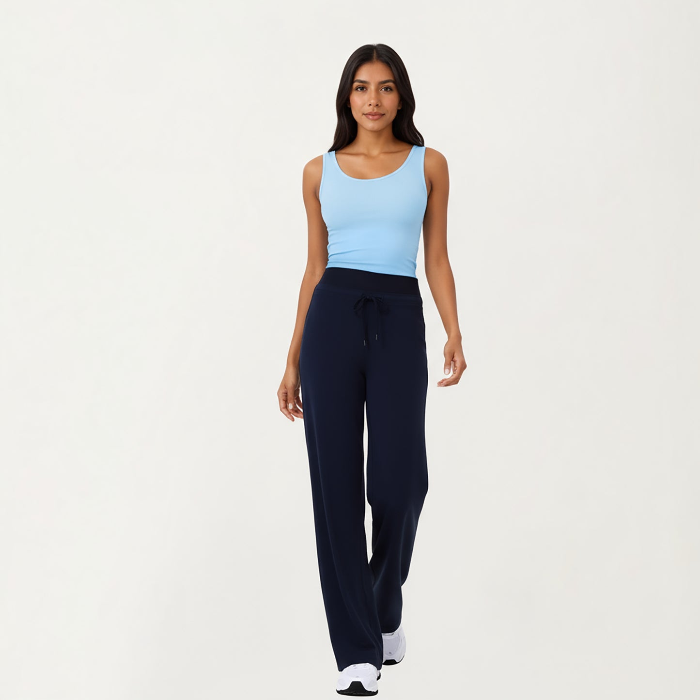 Anna-Kaci Active Women's High Waist Wide Leg Pants with Drawstring Tie and Soft Stretch Fabric