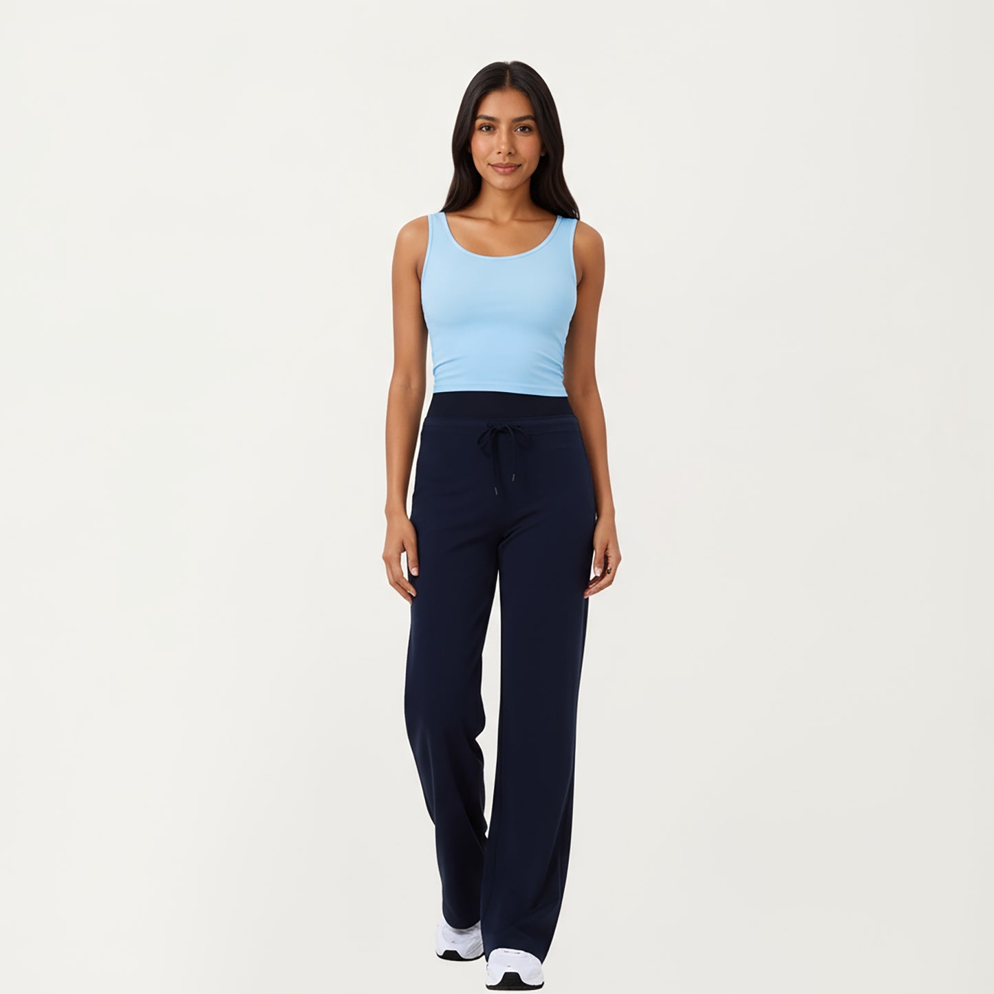 Anna-Kaci Active Women's High Waist Wide Leg Pants with Drawstring Tie and Soft Stretch Fabric