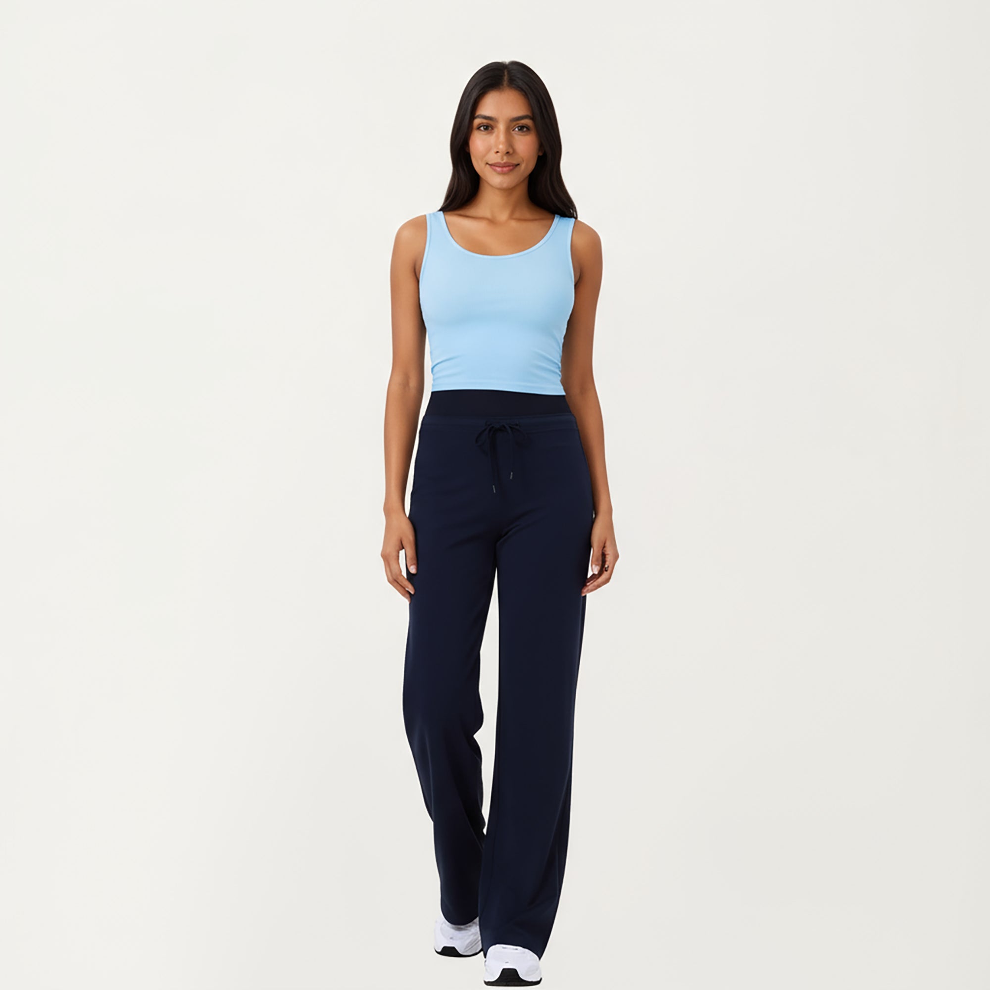 Anna-Kaci Active Women's High Waist Wide Leg Pants with Drawstring Tie and Soft Stretch Fabric