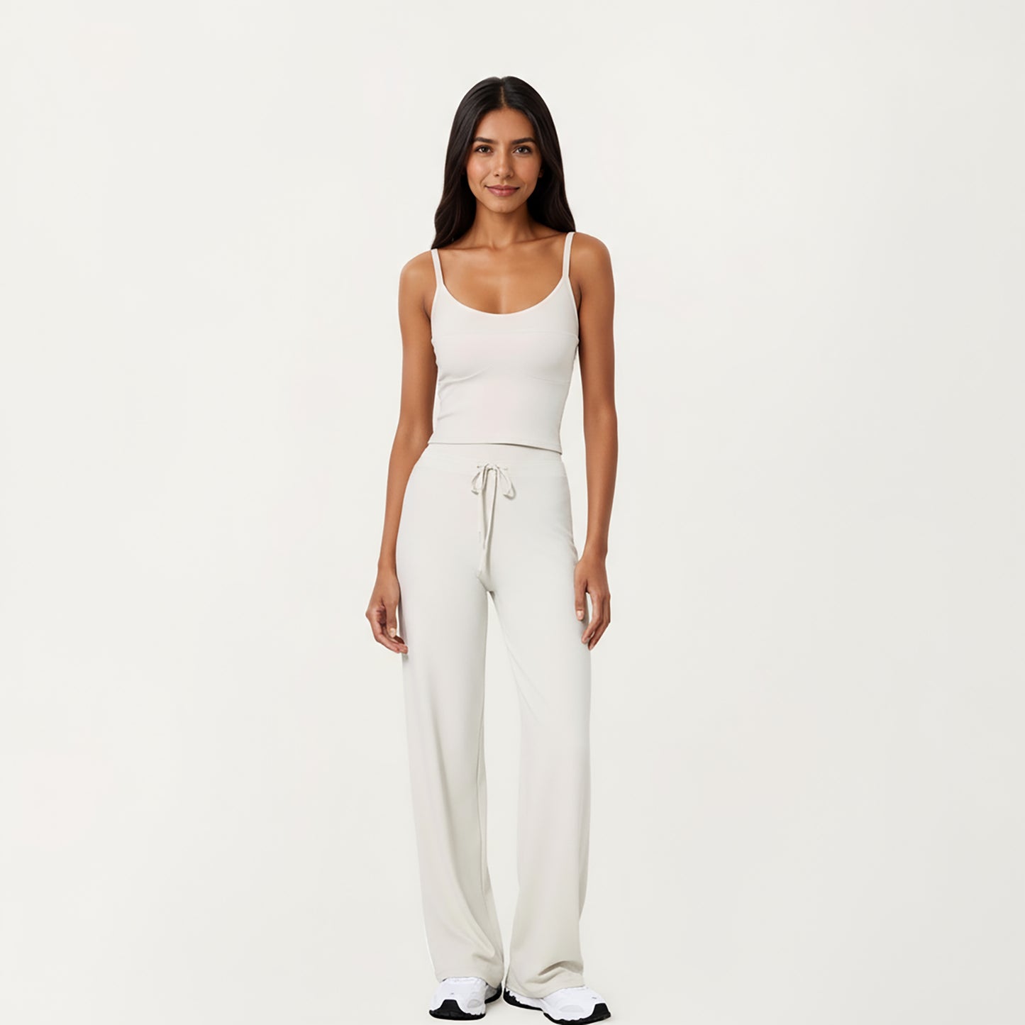 Anna-Kaci Active Women's High Waist Wide Leg Pants with Drawstring Tie and Soft Stretch Fabric