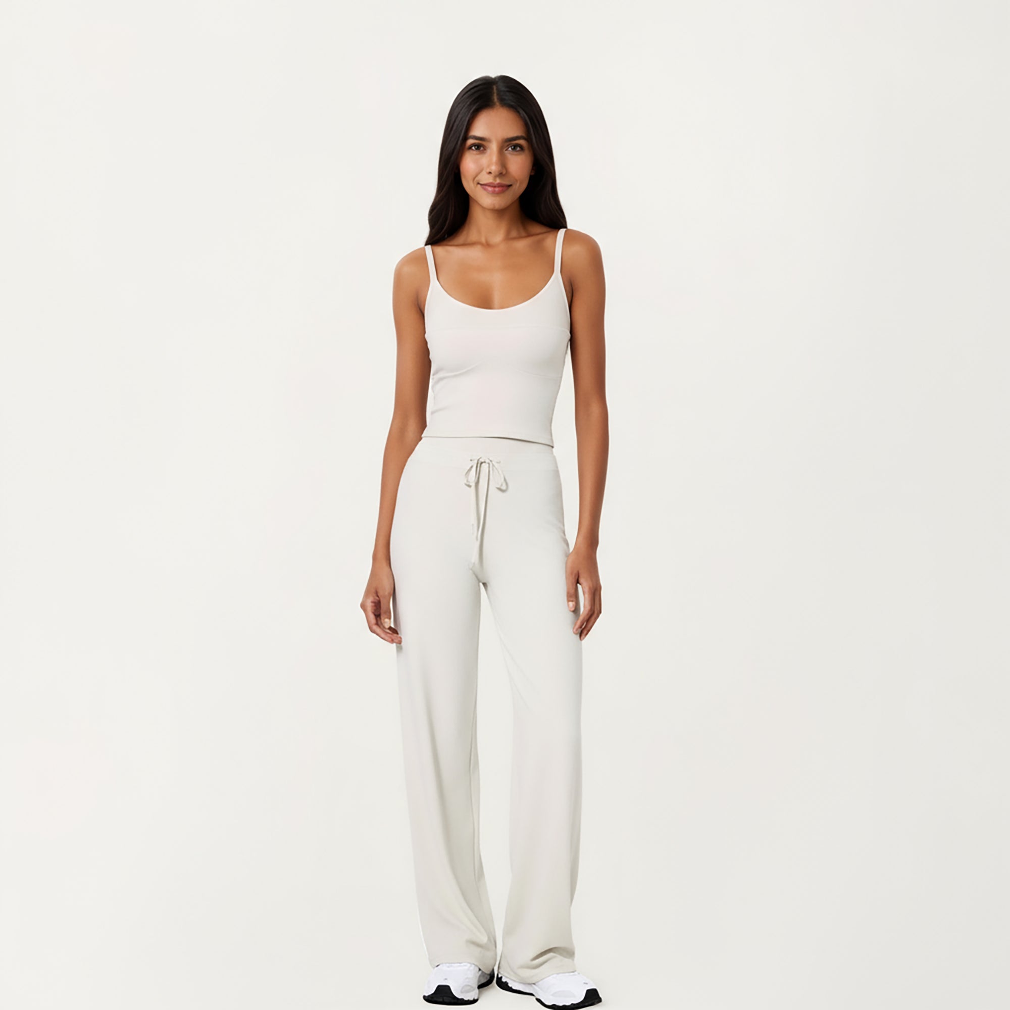 Anna-Kaci Active Women's High Waist Wide Leg Pants with Drawstring Tie and Soft Stretch Fabric