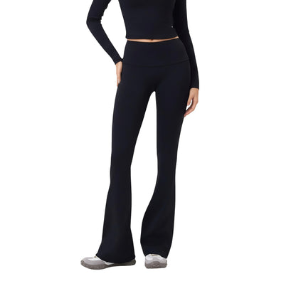 Anna-Kaci Active Women's High Waist Flare Leg Pants with Foldover Waistband and Stretch Performance Fabric