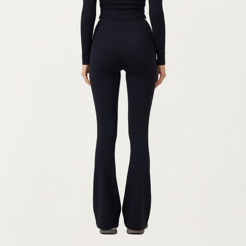 Anna-Kaci Active Women's High Waist Flare Leg Pants with Foldover Waistband and Stretch Performance Fabric