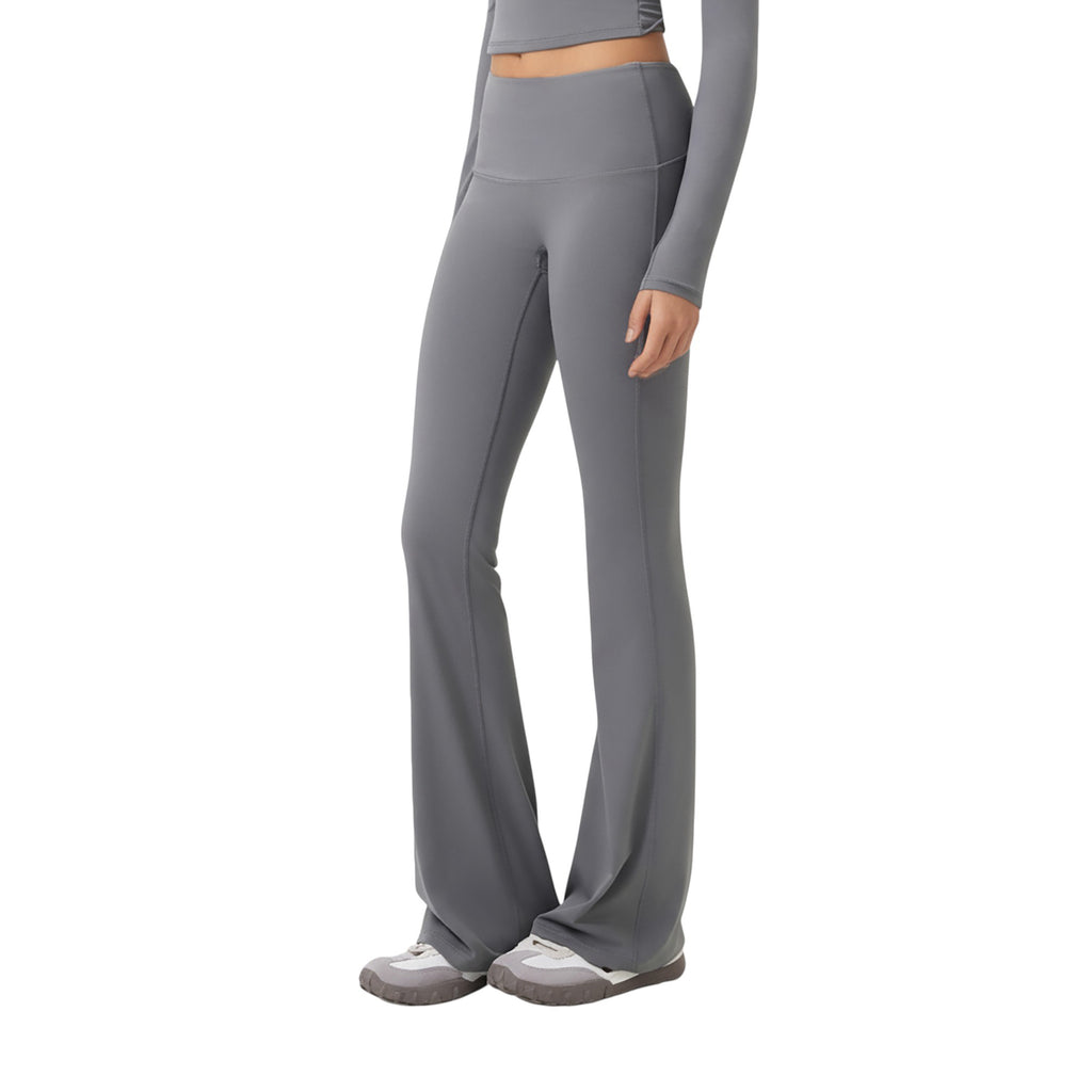 Anna-Kaci Active Women's High Waist Flare Leg Pants with Foldover Waistband and Stretch Performance Fabric