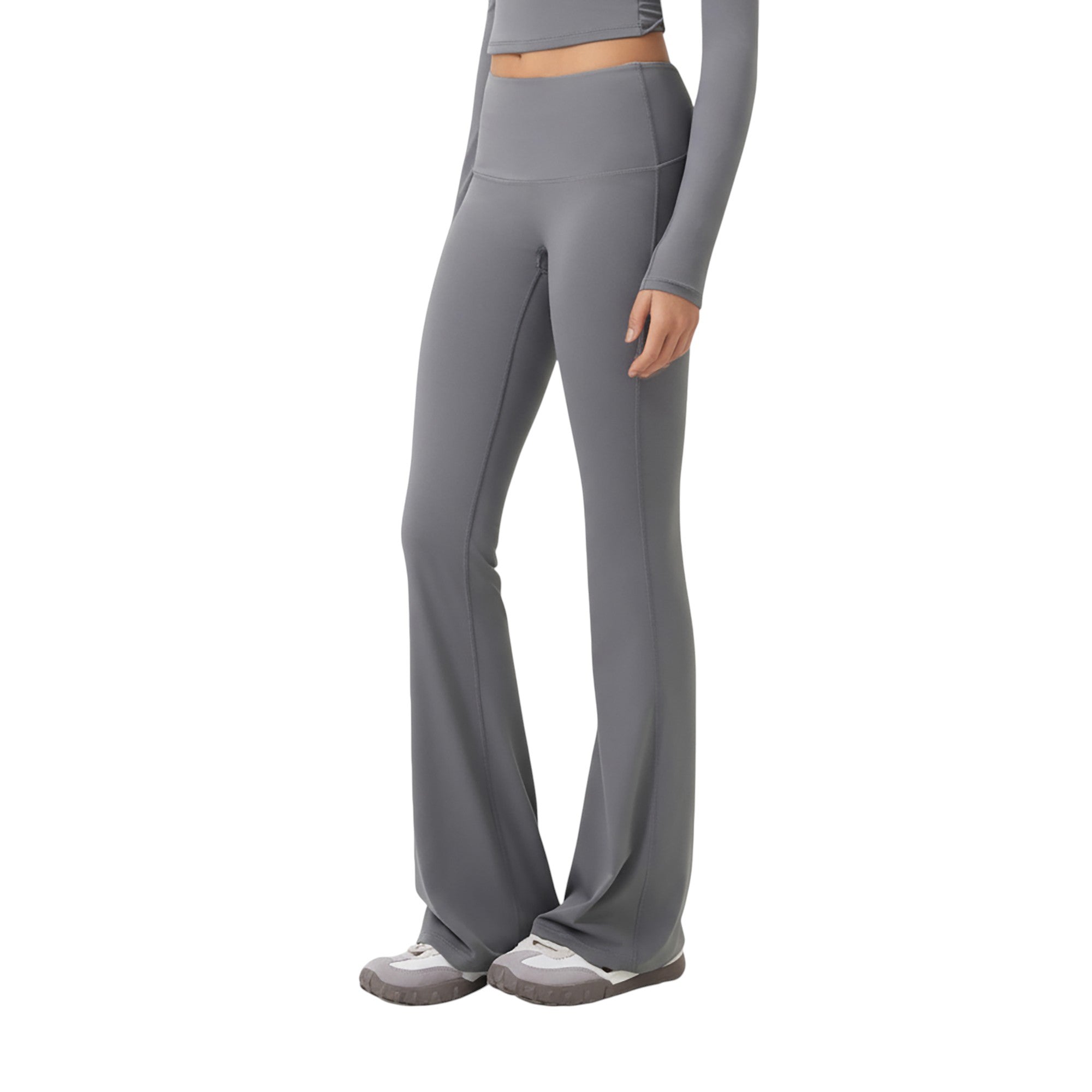 Anna-Kaci Active Women's High Waist Flare Leg Pants with Foldover Waistband and Stretch Performance Fabric